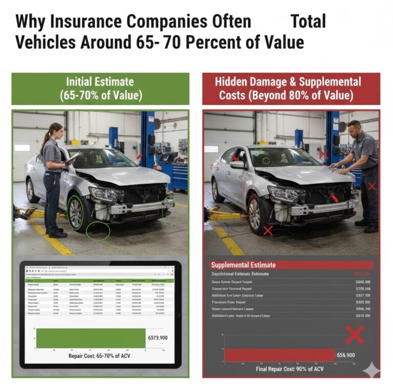 why insurance companies total vehicle's around 65 percent of the ACV