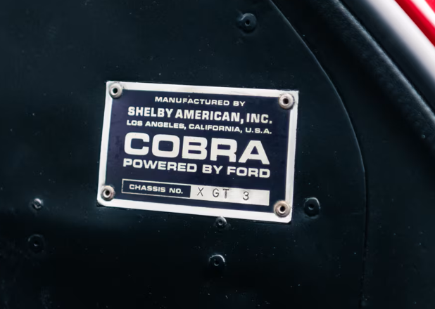 Original Shelby American Inc. chassis plate for Ford GT40 MKII chassis number XGT-3.