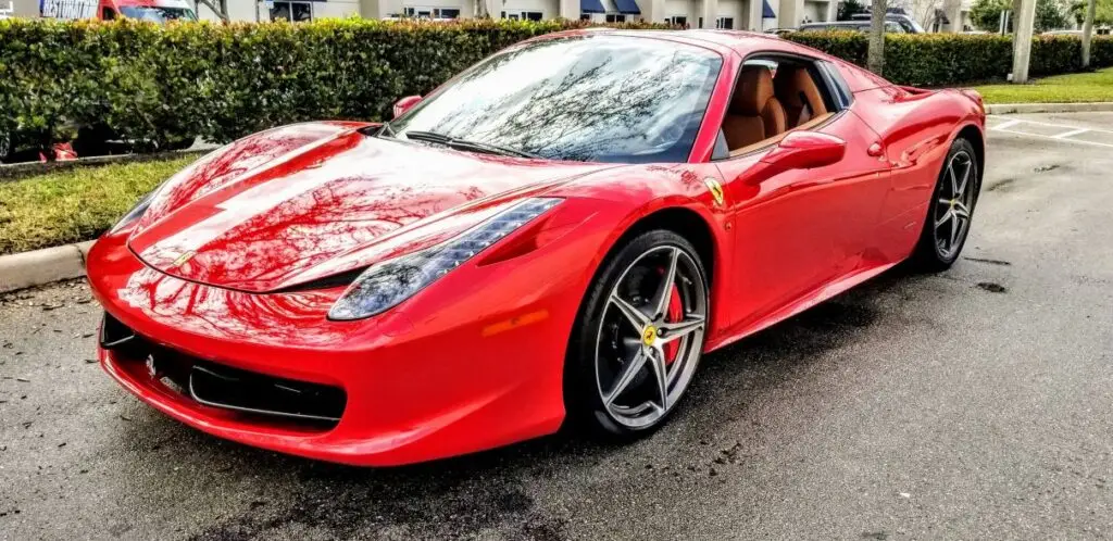 Red Ferrari 458 Italia diminished value appraisal by Auto Praise in Miami FL