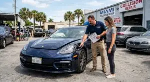 A professional appraiser explains a total loss valuation report to a vehicle owner, demonstrating how to identify if an insurance company undervalued a car by failing to account for local market conditions and comparable retail listings.