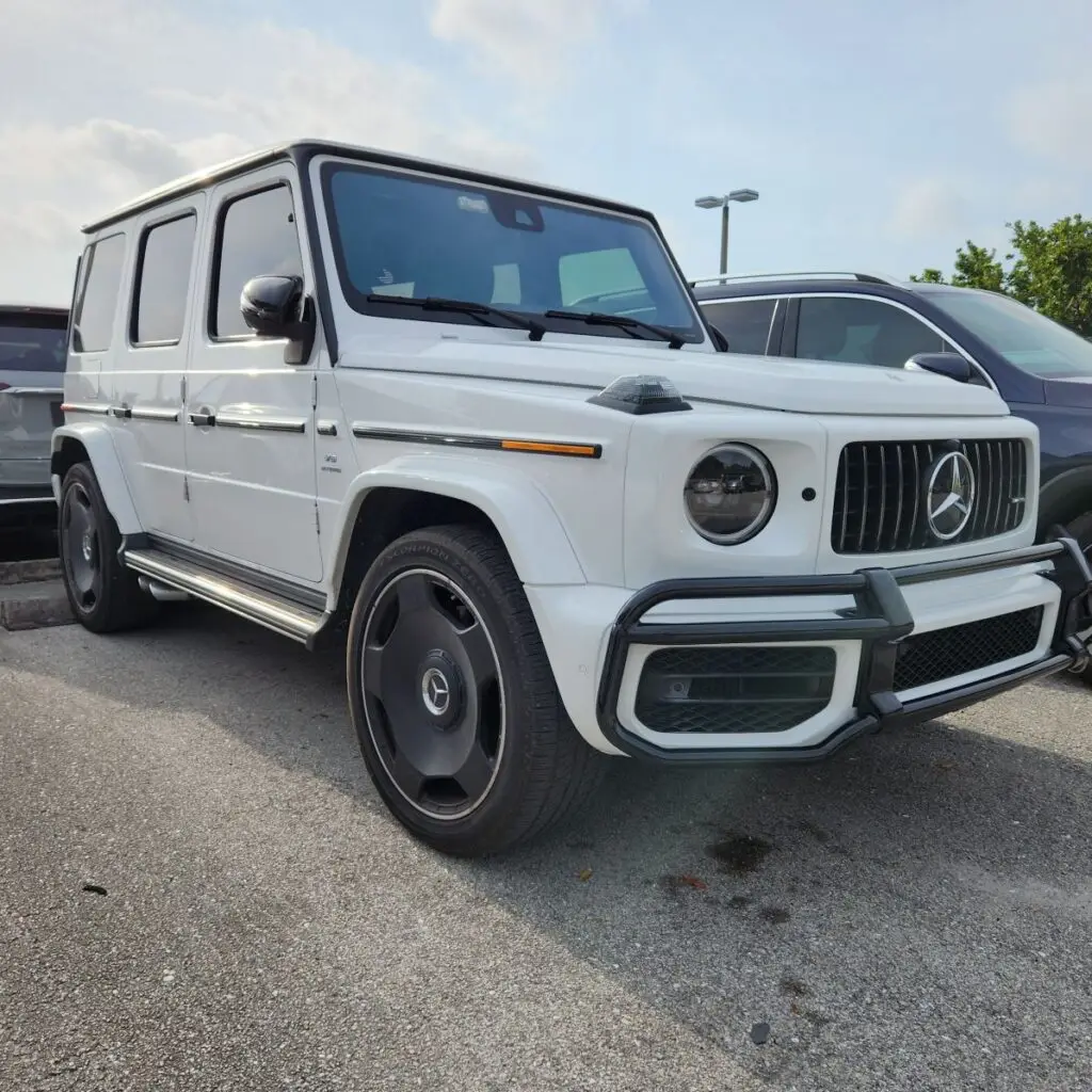 Professional market loss documentation for a white Mercedes-AMG G63 for a certified diminished value appraisal Weston Florida.