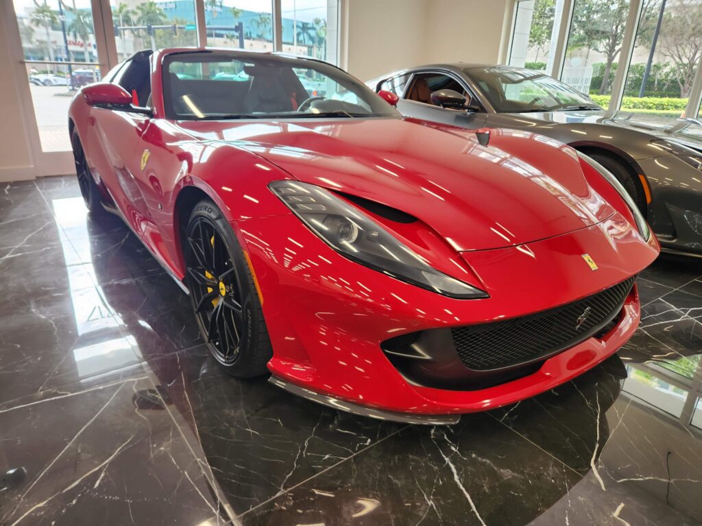 Ferrari 812 GTS in showroom condition illustrating premium resale value with original parts