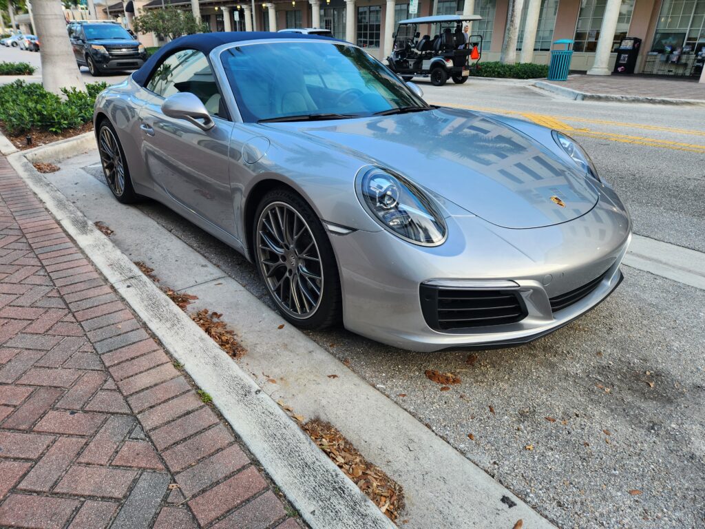 Porsche 911 convertible inspected by an independent car appraiser for diminished value analysis in Delray Beach FL