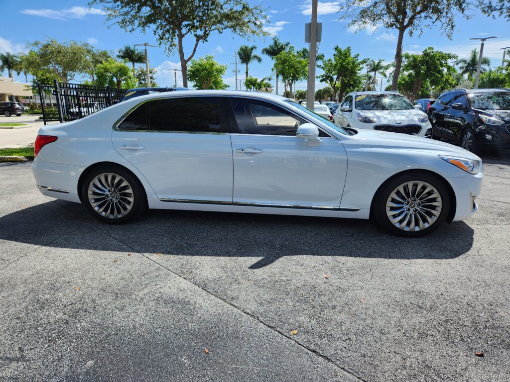 Genesis G90 luxury sedan side profile photographed in Orlando for total loss appraisal