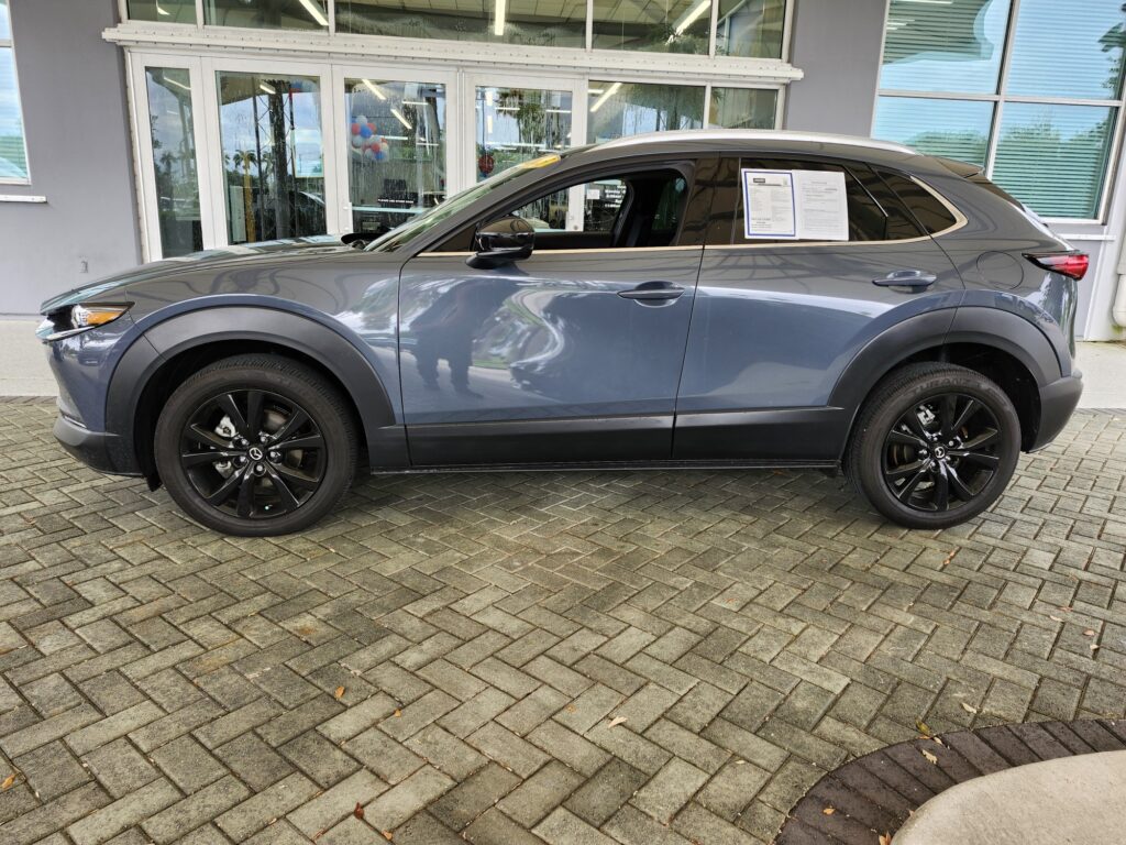 Mazda CX-30 compact SUV with black wheels photographed in Tallahassee for total loss appraisal